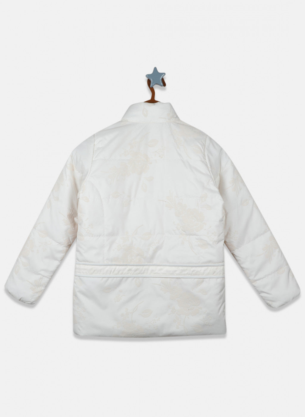 Girls Off White Printed Jacket