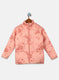 Girls Peach Printed Jacket