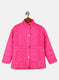 Girls Pink Solid Jacket