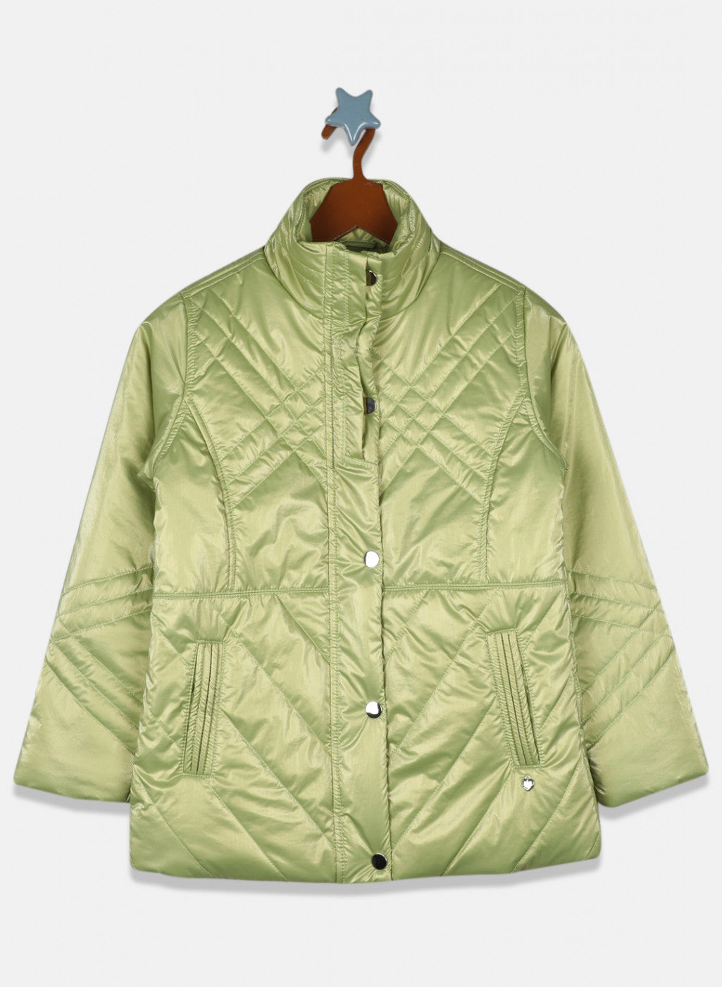 Girls Green Solid Jacket