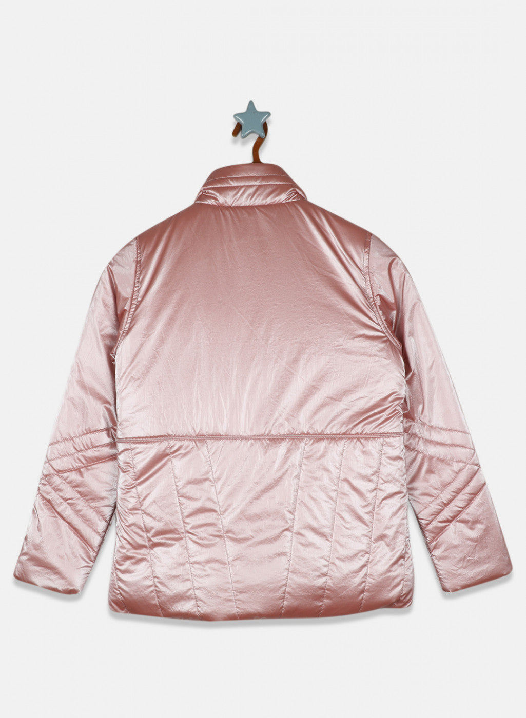 Girls Peach Solid Jacket