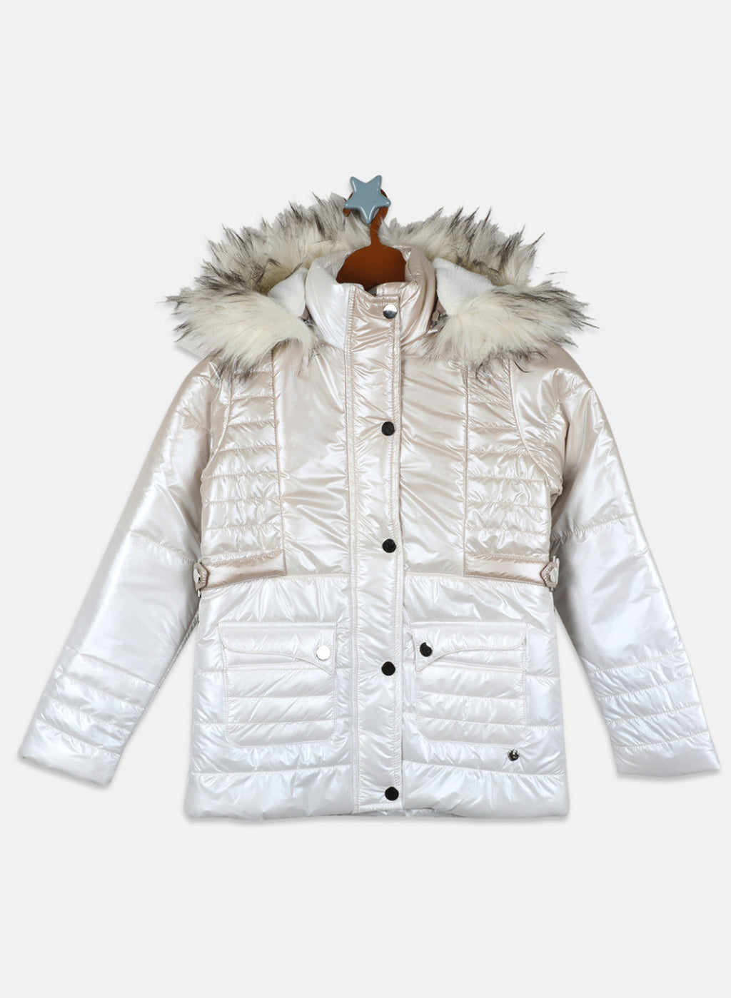 Girls Beige Solid Jacket
