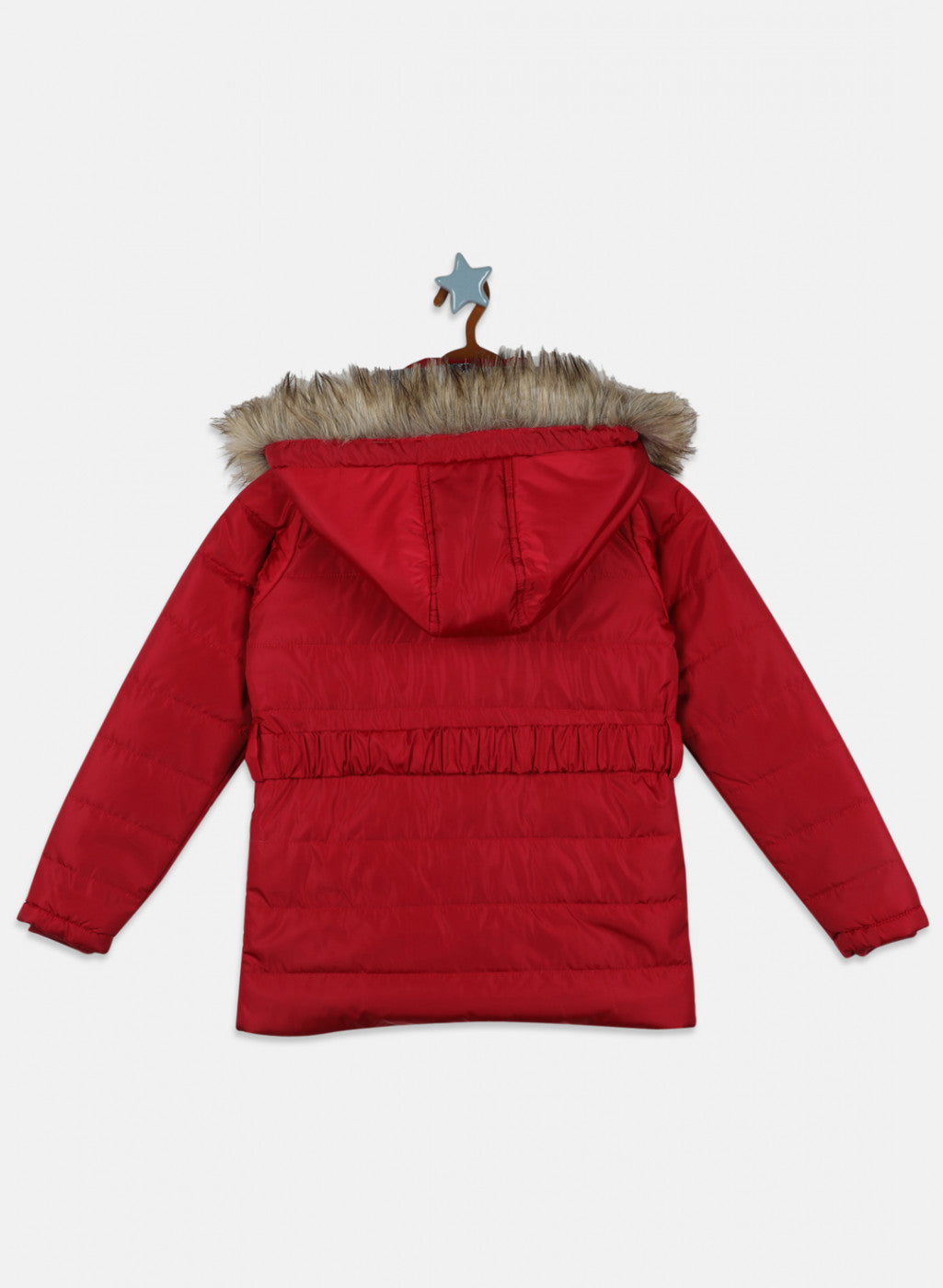Girls Red Solid Jacket