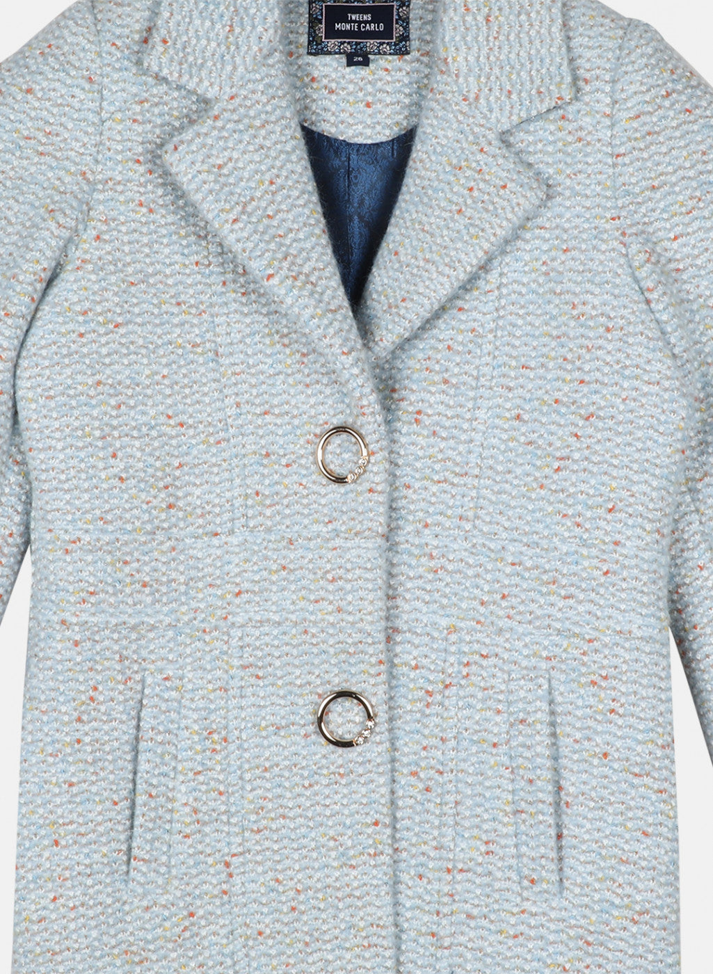 Girls Sky Blue Solid Coat