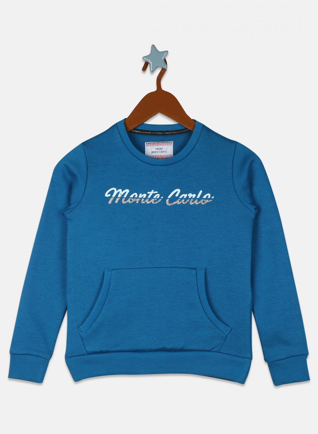 Girls Blue Printed Sweatshirt
