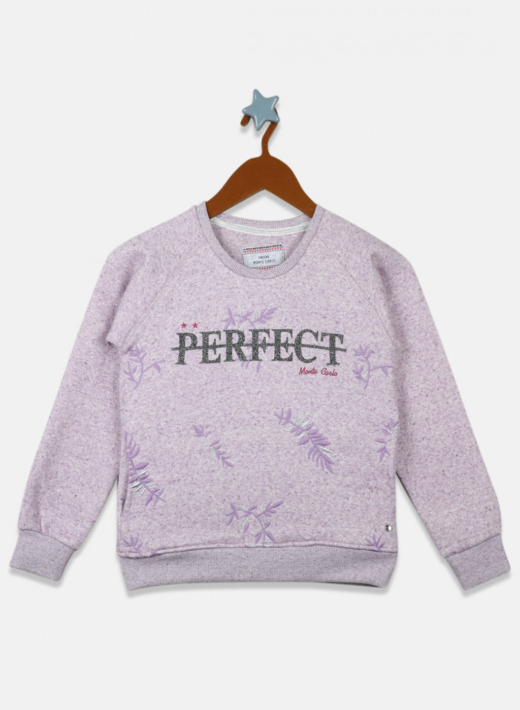 Girls Purple Embroidered Sweatshirt