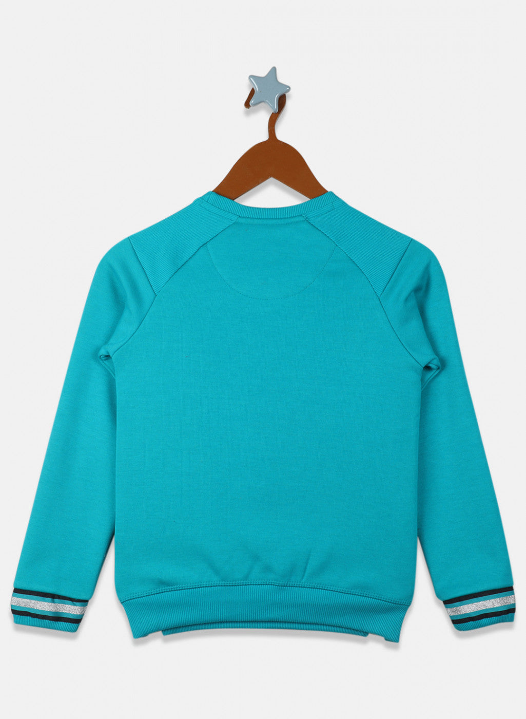 Girls Teal Blue Printed Sweatshirt