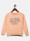 Girls Peach Printed Sweatshirt