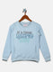 Girls Sky Blue Printed Sweatshirt