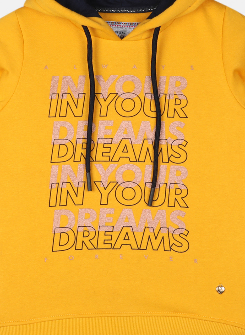 Girls Mustard Printed Sweatshirt