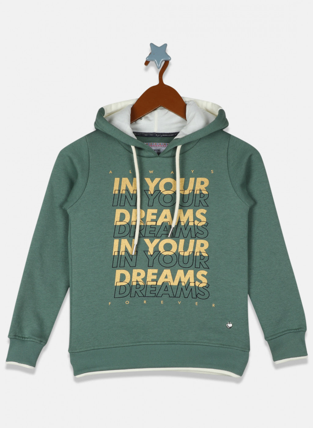Girls Green Printed Sweatshirt