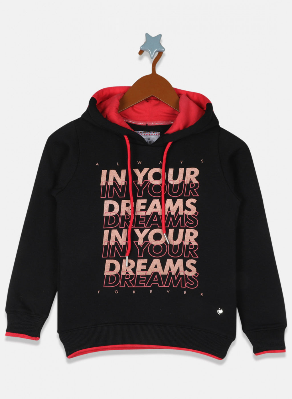 Girls Black Printed Sweatshirt