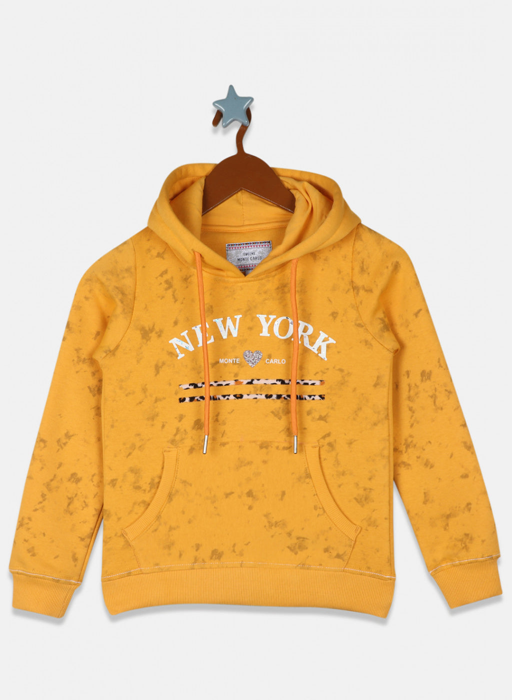 Girls Yellow Printed Sweatshirt