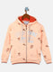 Girls Light Orange Printed Sweatshirt