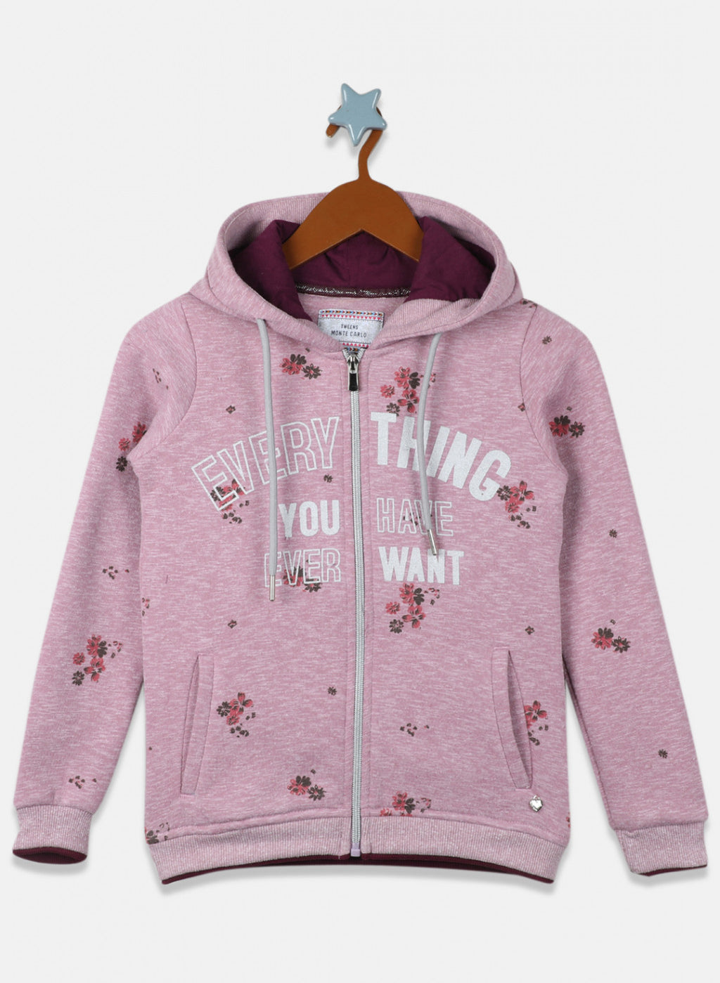 Girls Light Purple Printed Sweatshirt