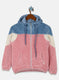 Girls Peach & Blue Solid Sweatshirt