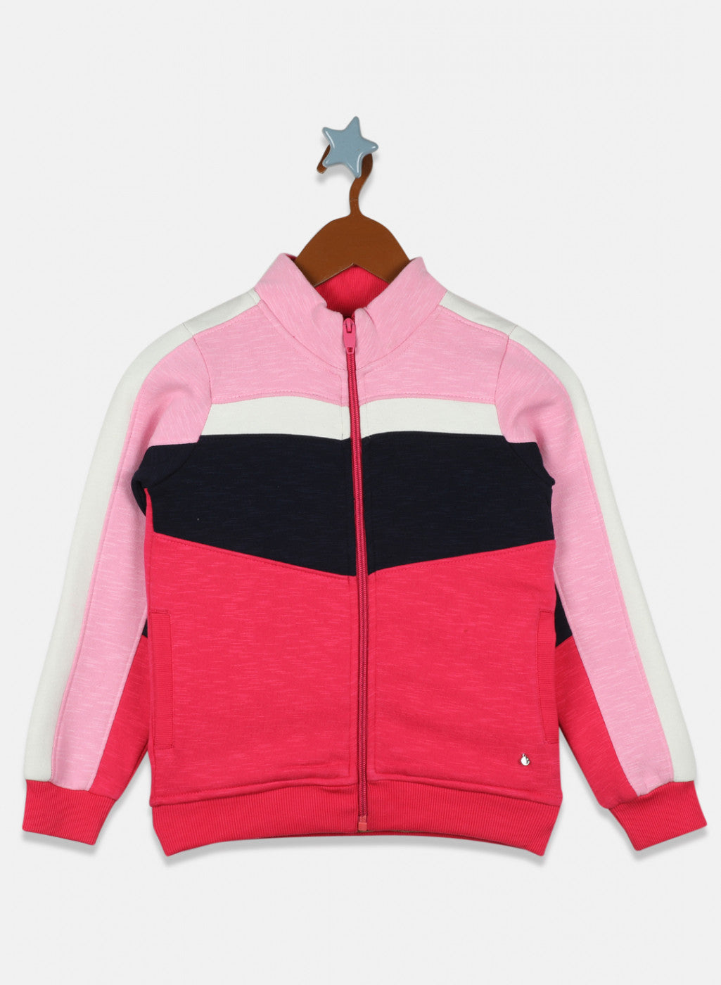 Girls Pink & Red Solid Tracksuit