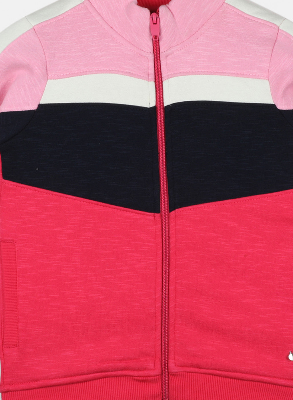 Girls Pink & Red Solid Tracksuit
