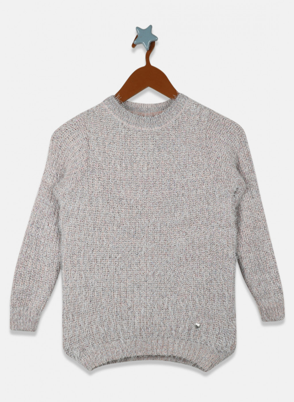 Girls Pink & Grey Solid Top