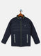 Boys Navy Blue Printed Jacket