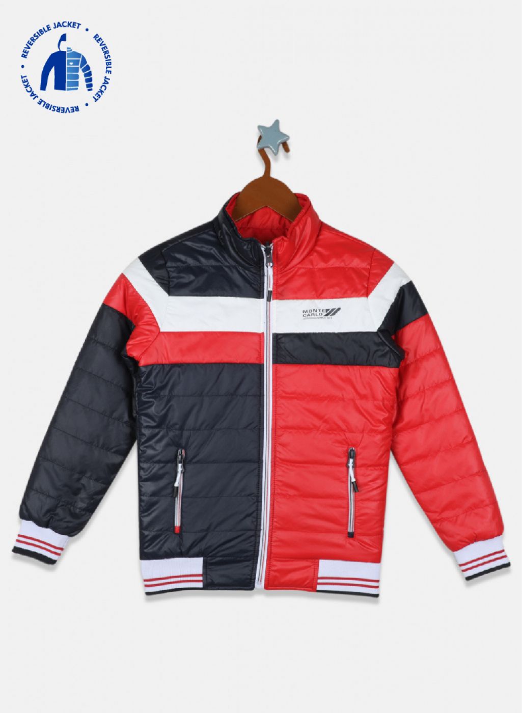 Boys Red & NAvy Reversible Solid Jacket