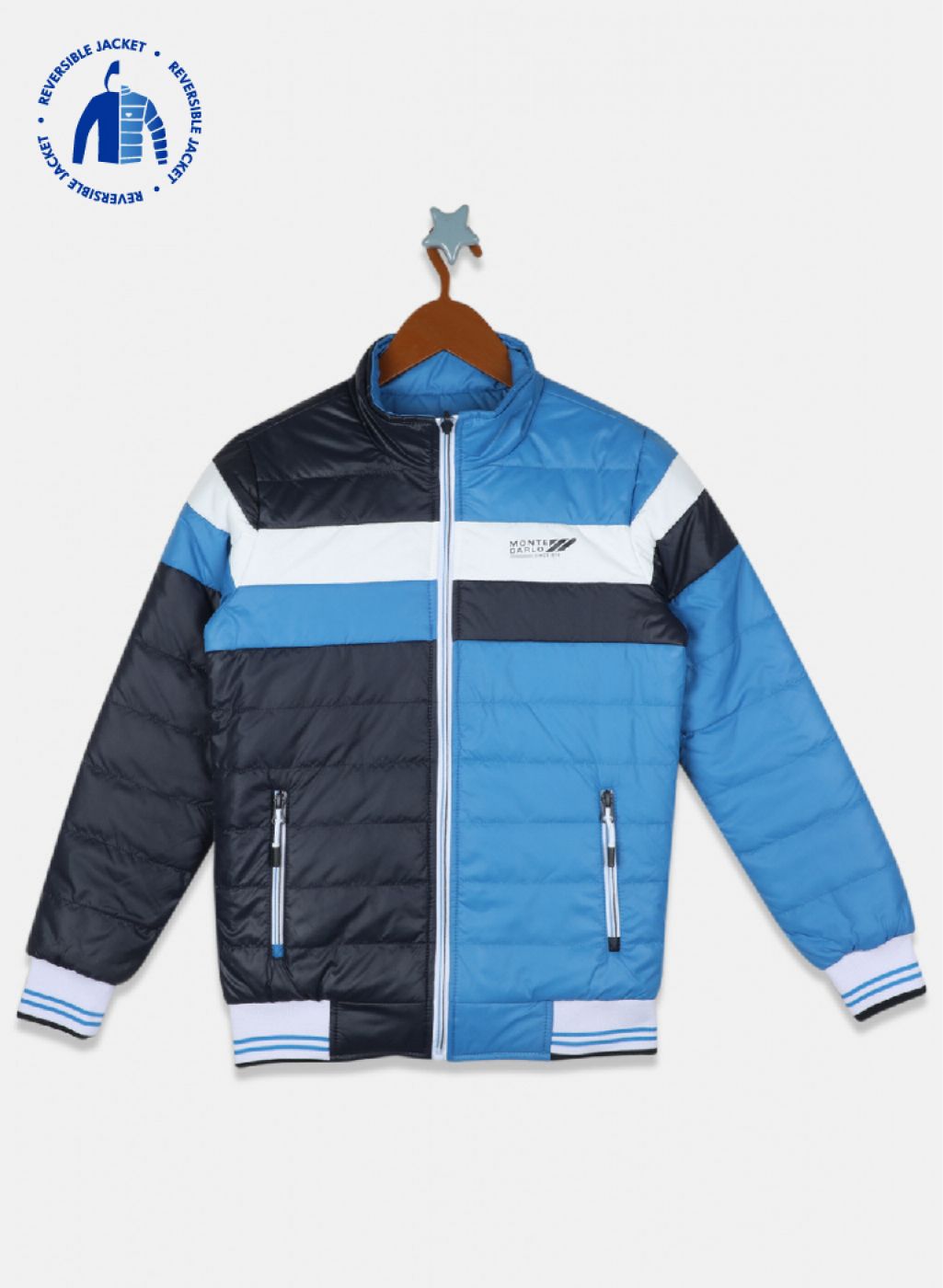Boys Blue Reversible Solid Jacket