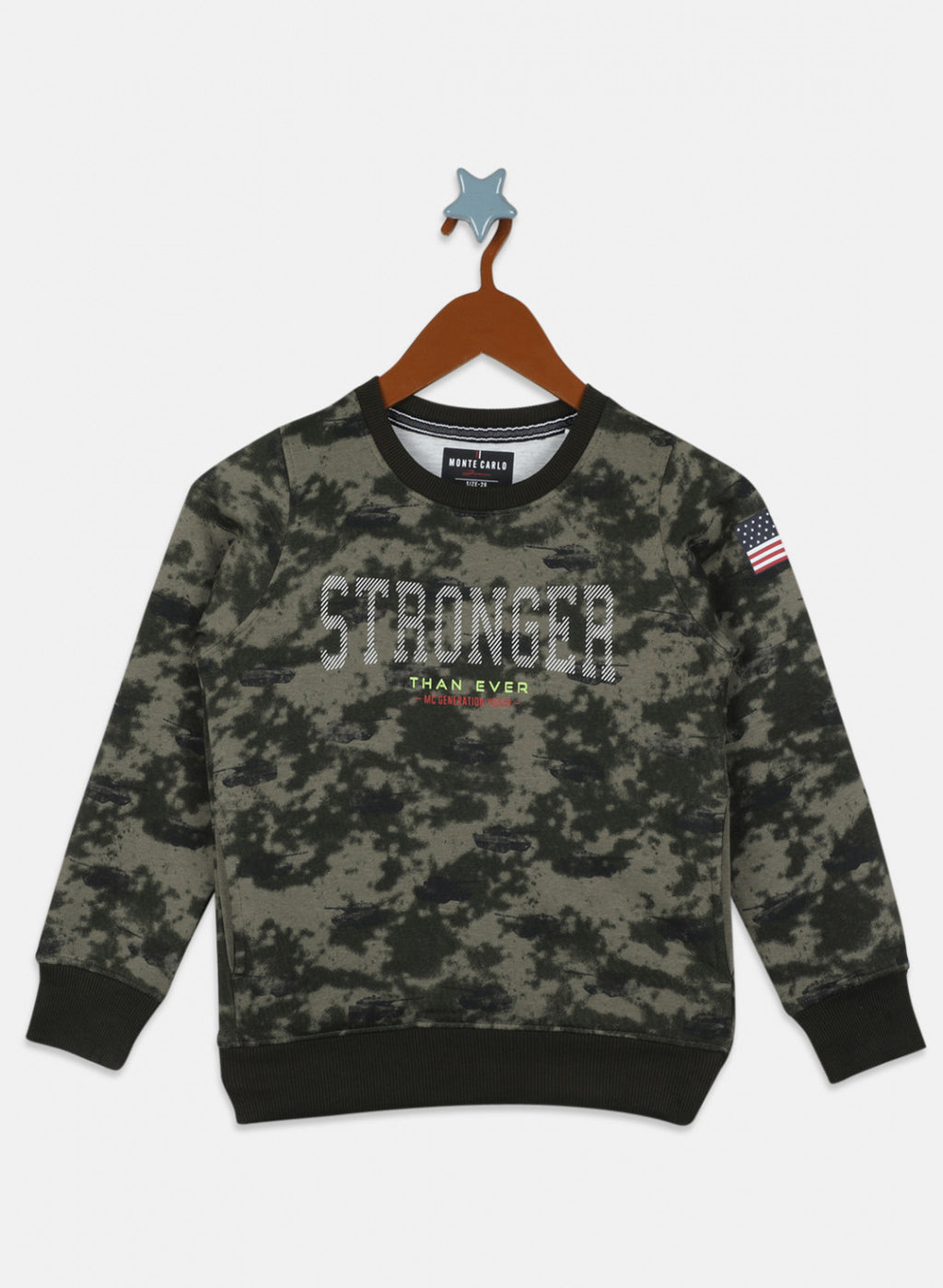 Boys Olive Printed Sweatshirt