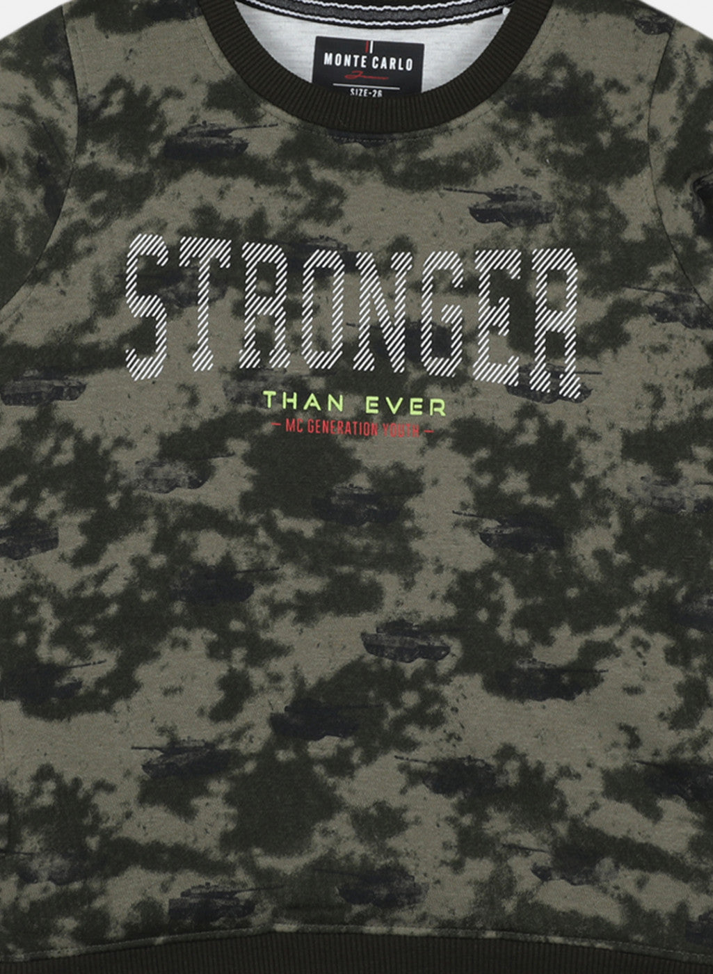 Boys Olive Printed Sweatshirt