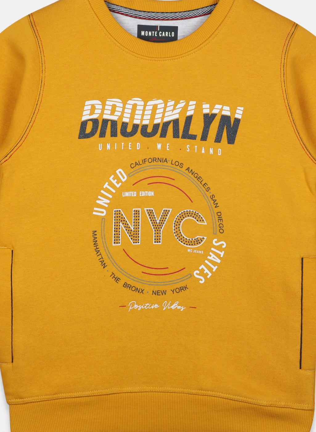 Boys Mustard Printed Sweatshirt