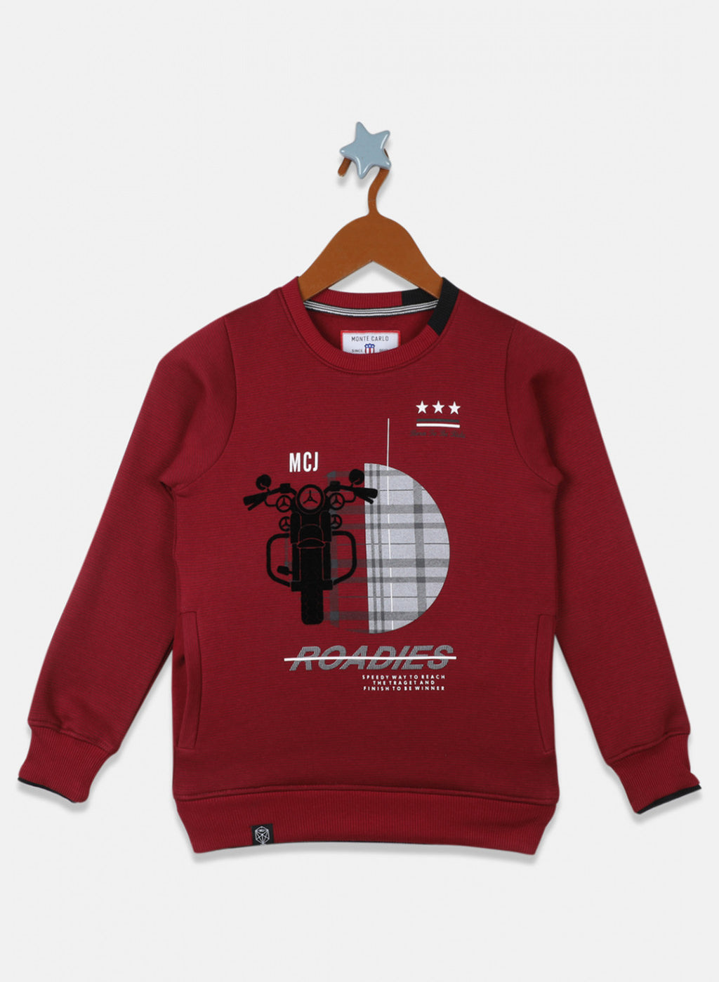 Boys Maroon Printed Sweatshirt