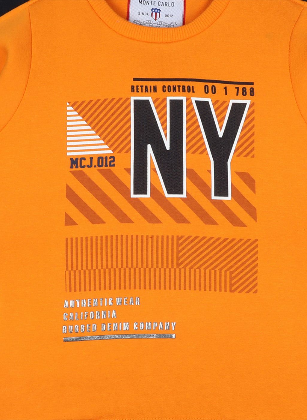 Boys Orange Printed Sweatshirt