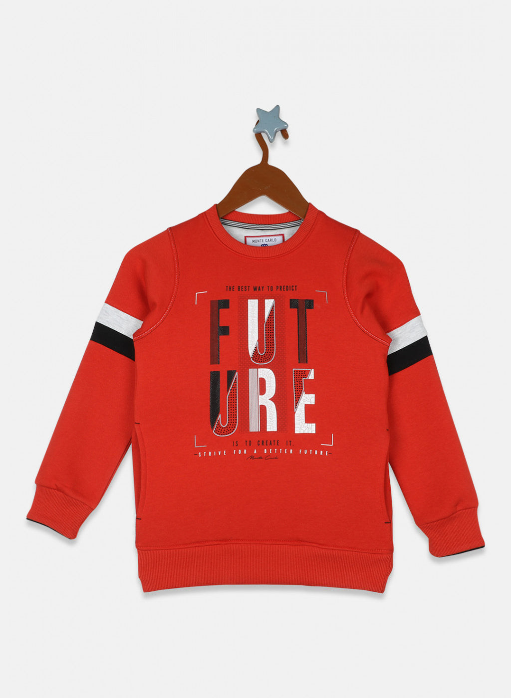Boys Orange Printed Sweatshirt