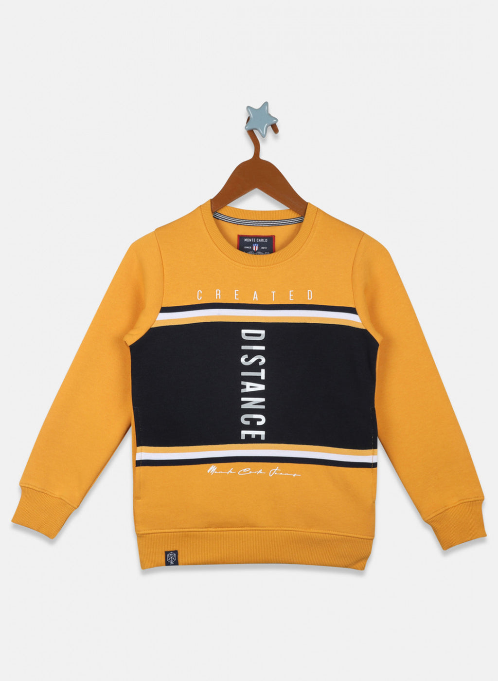 Boys Mustard Printed Sweatshirt