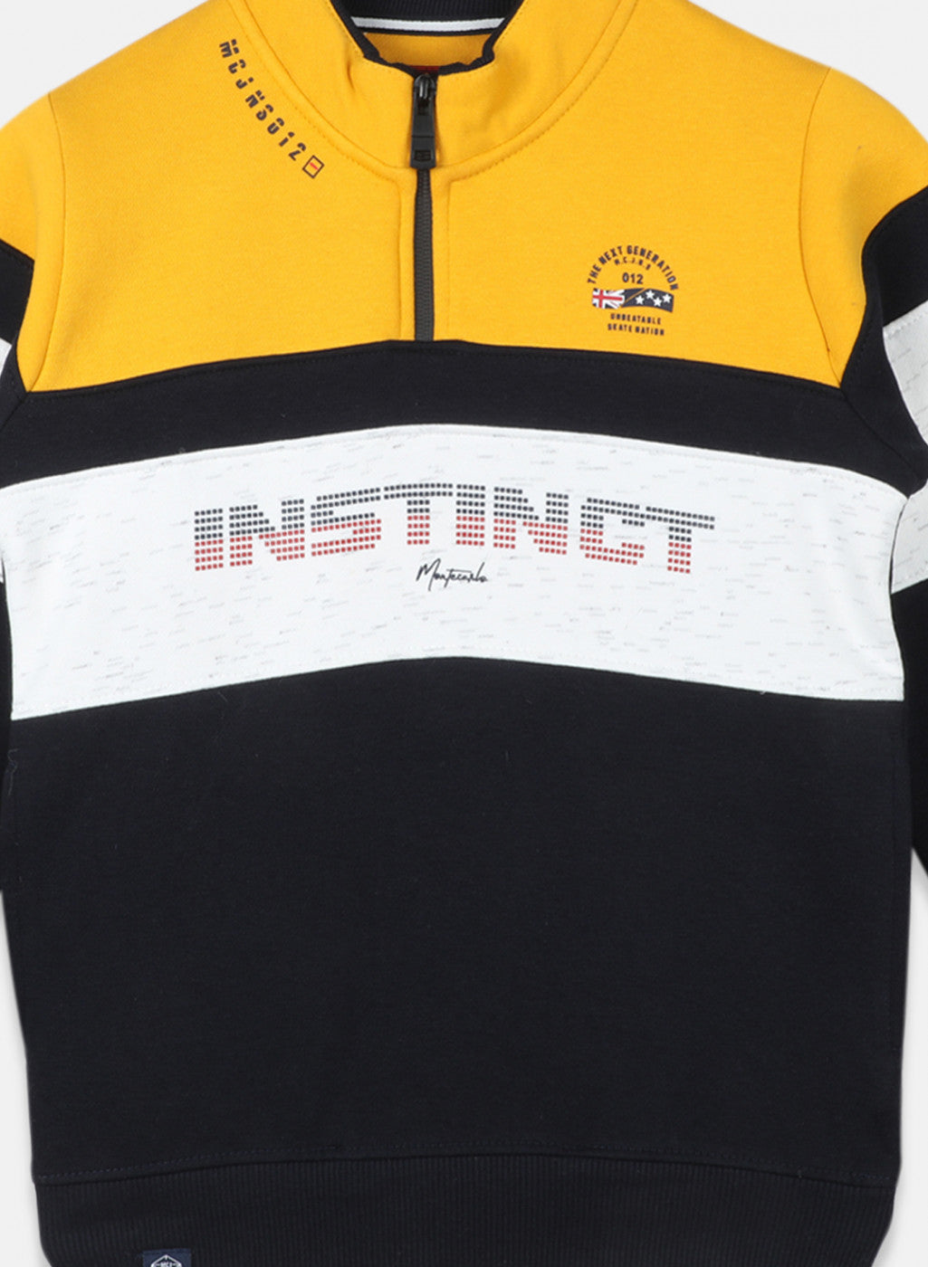 Boys Mustard & Navy Printed Sweatshirt