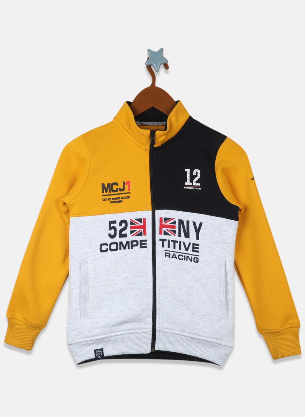 Boys Mustard Printed Sweatshirt
