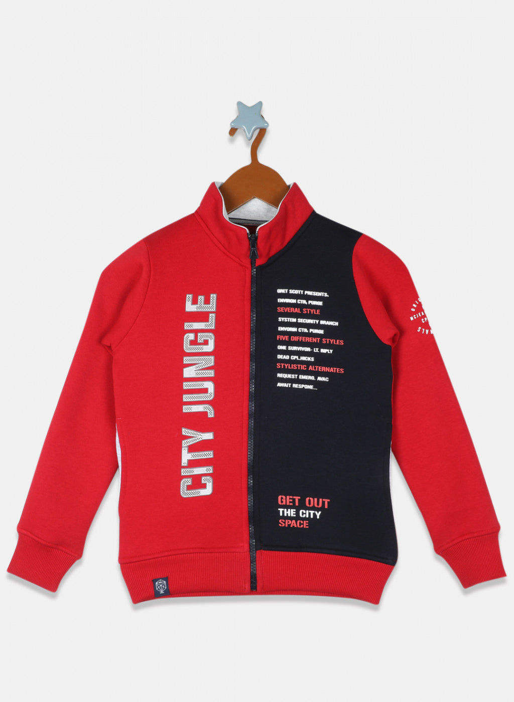 Boys Red & Grey Printed Sweatshirt