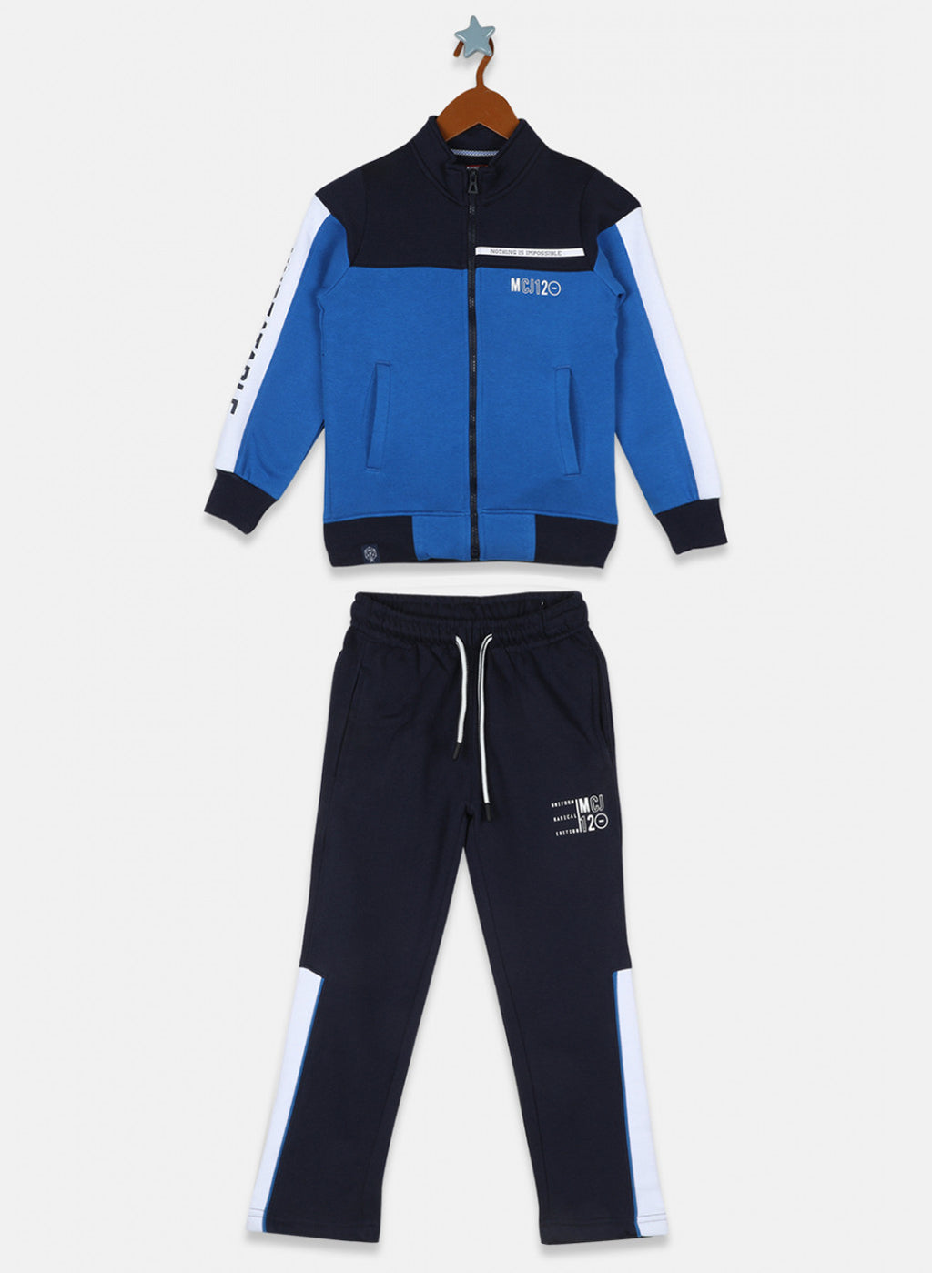 Boys Blue Printed Tracksuit