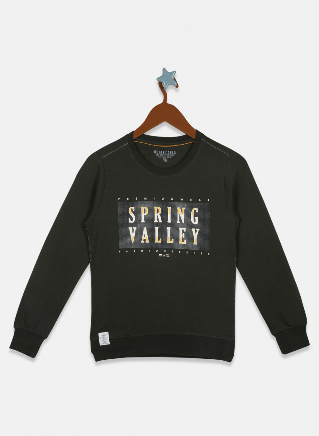 Boys Olive Printed Sweatshirt