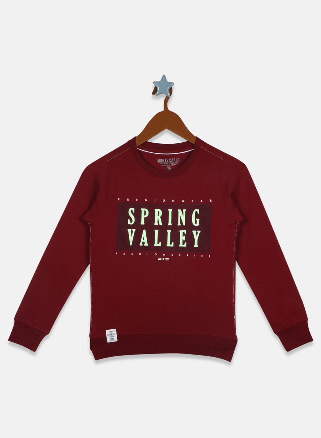 Boys Maroon Printed Sweatshirt