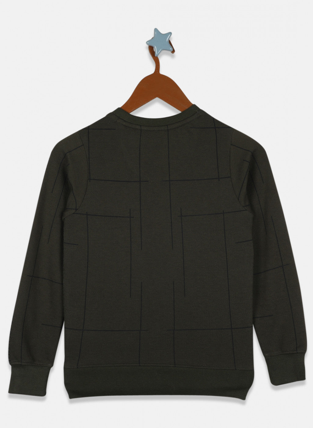 Boys Olive Printed Sweatshirt
