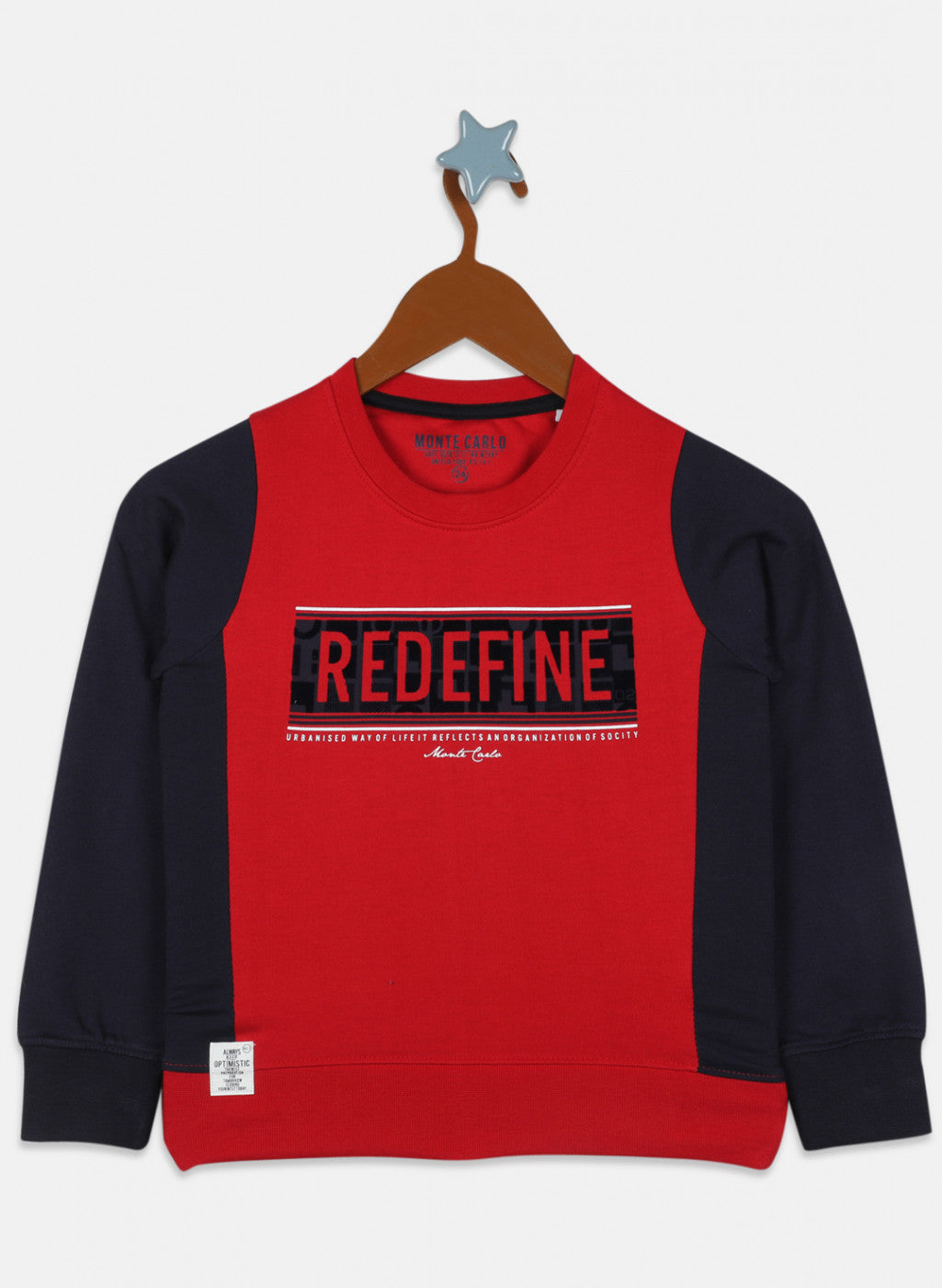 Boys Red & Navy Printed Sweatshirt