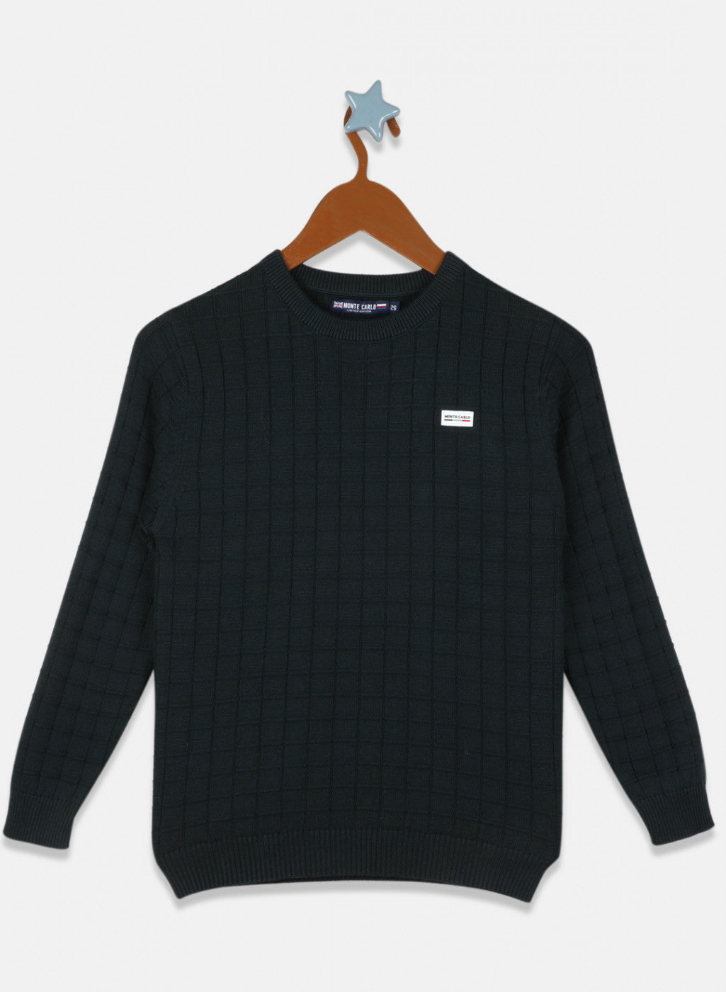 Boys Green Self Design Pullover
