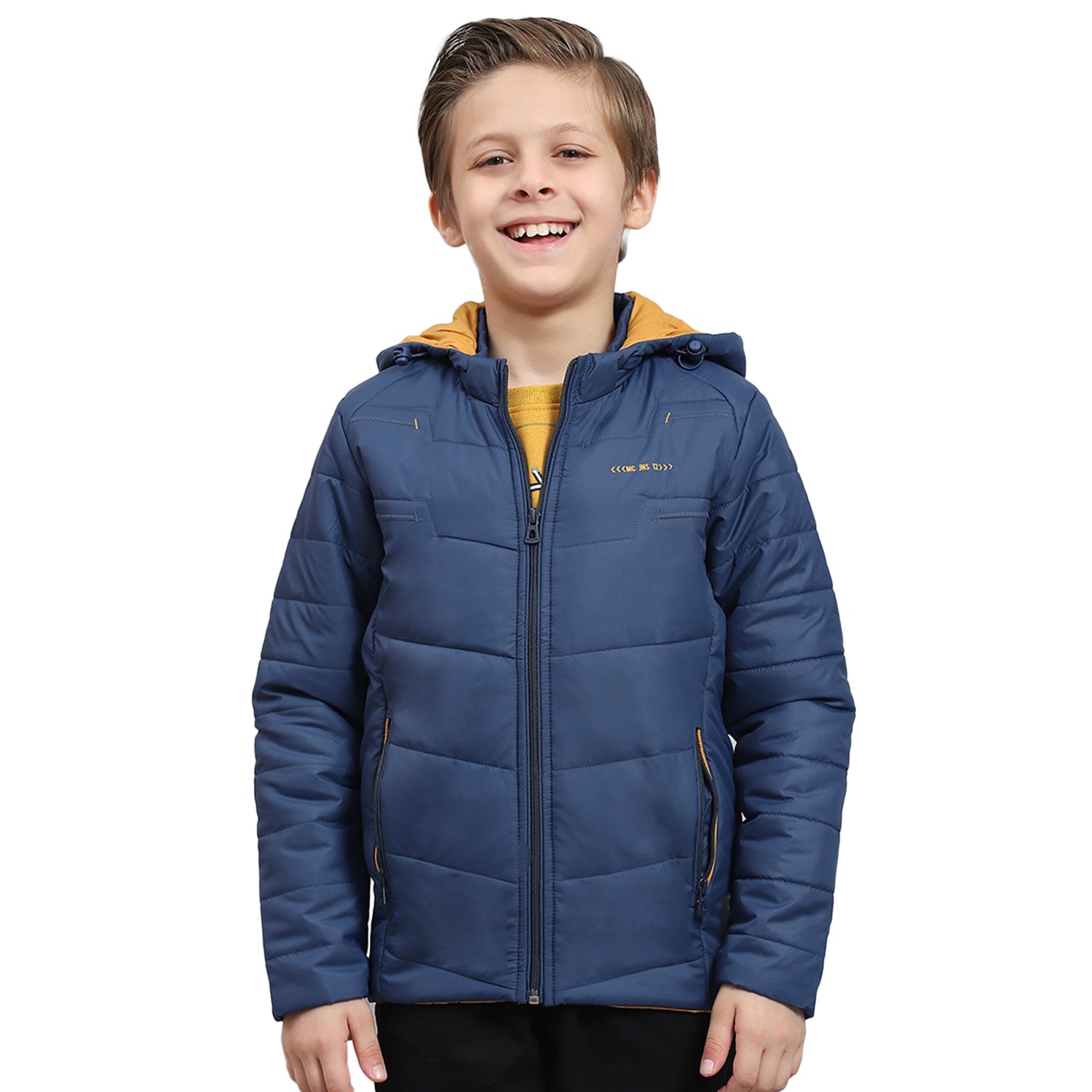 Boys Blue Solid Hooded Full Sleeve Boys Jacket