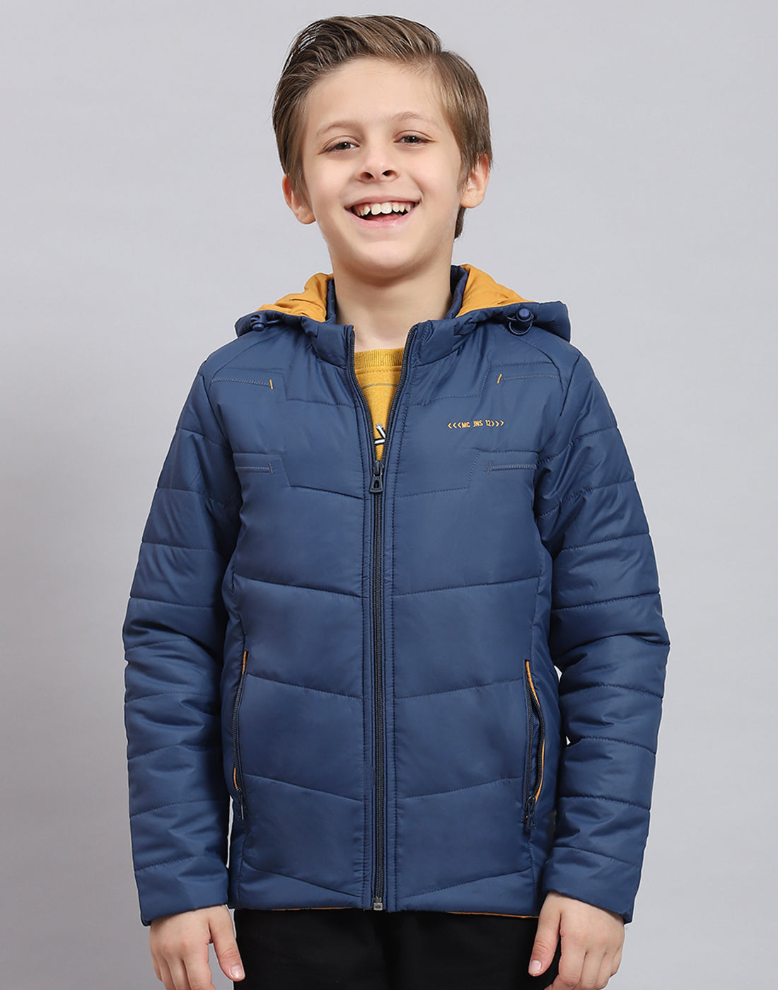 Boys Blue Solid Hooded Full Sleeve Boys Jacket