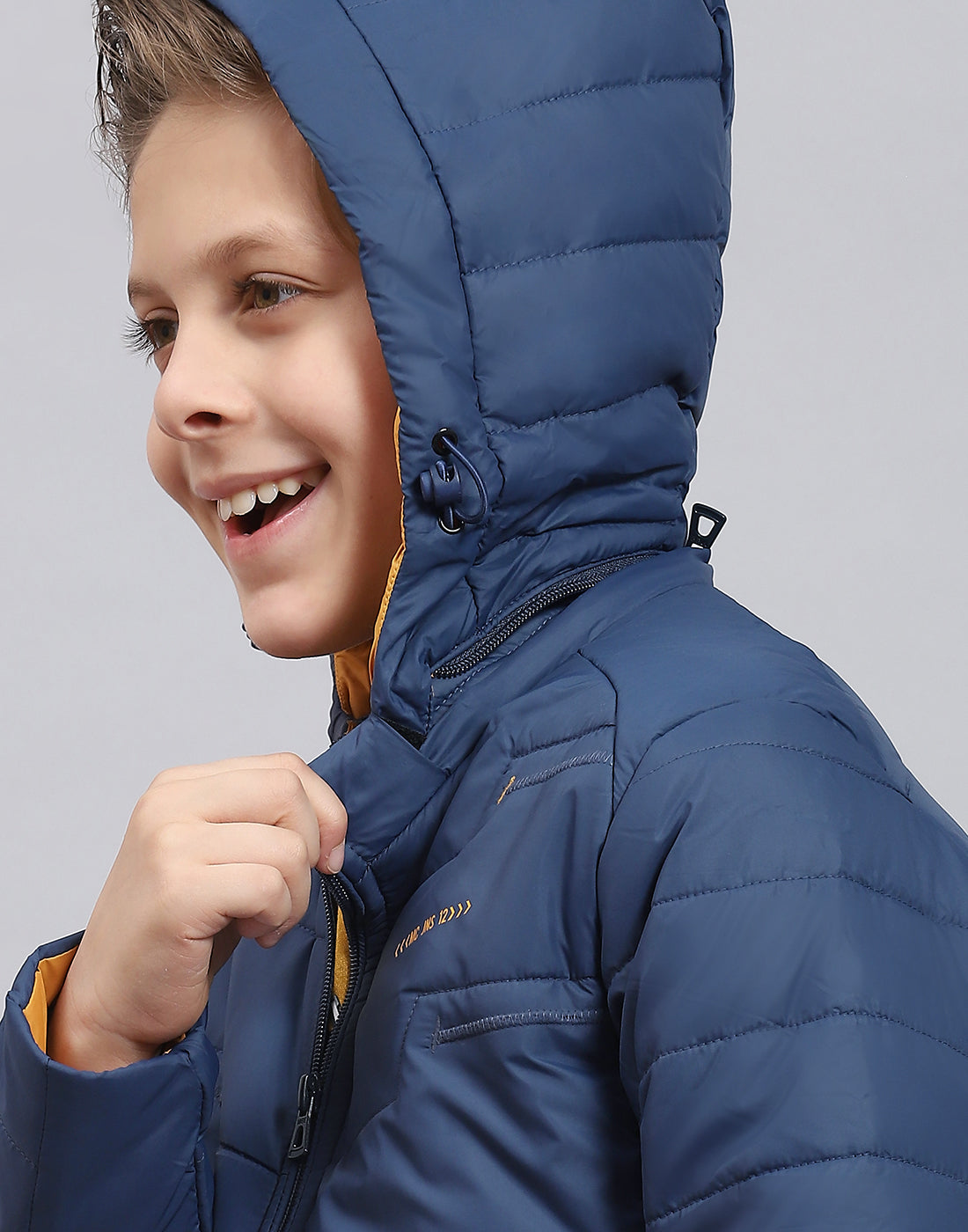 Boys Blue Solid Hooded Full Sleeve Boys Jacket