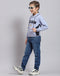 Boys Blue Printed F Neck Full Sleeve Sweatshirt