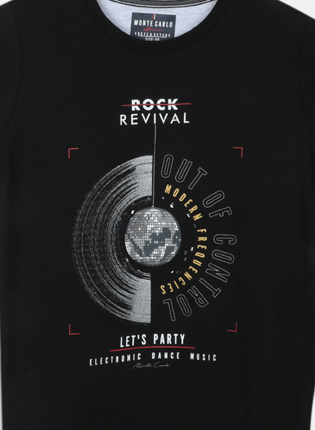 Boys Black Printed T-Shirt