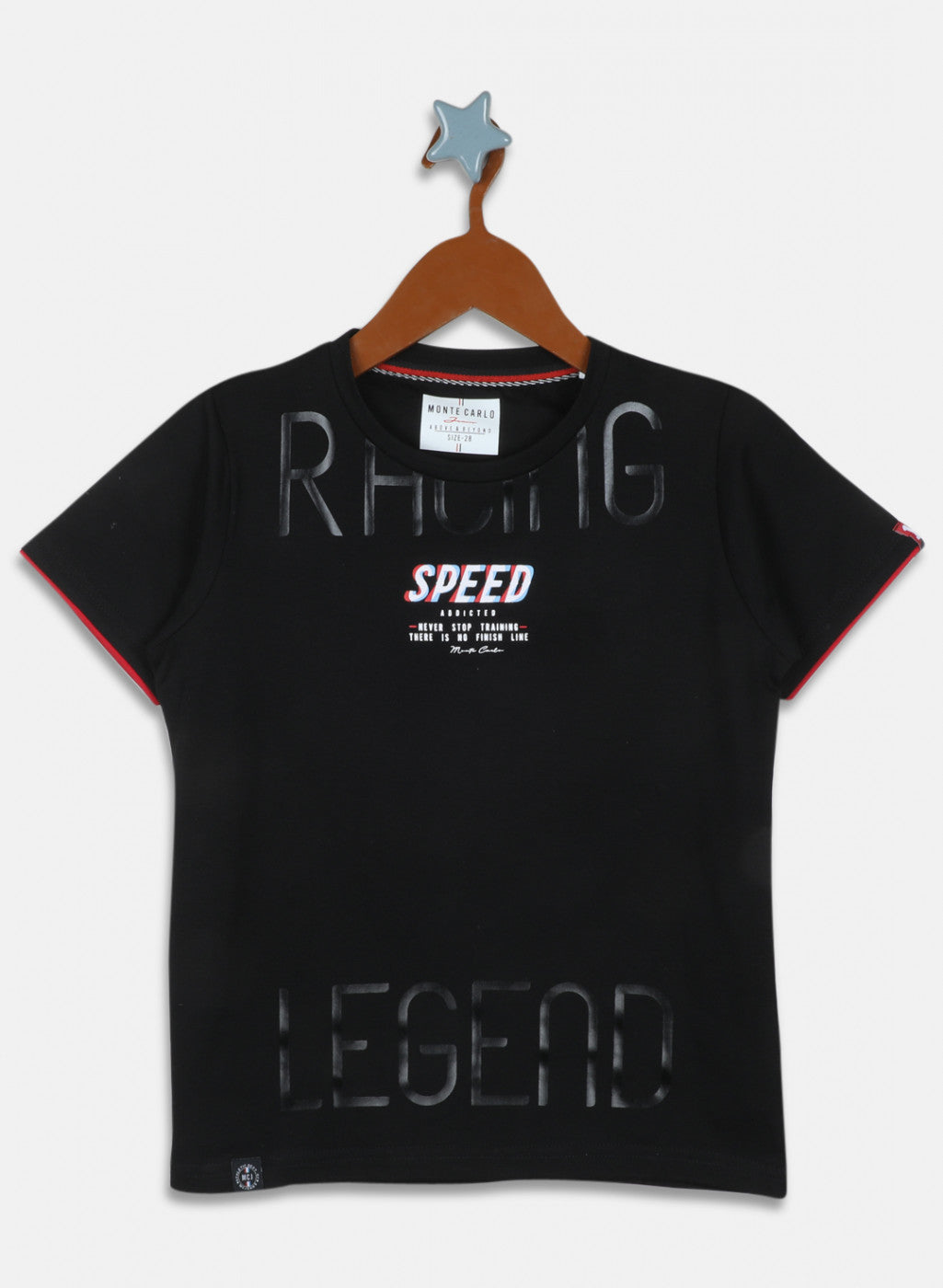 Boys Black Printed T-Shirt
