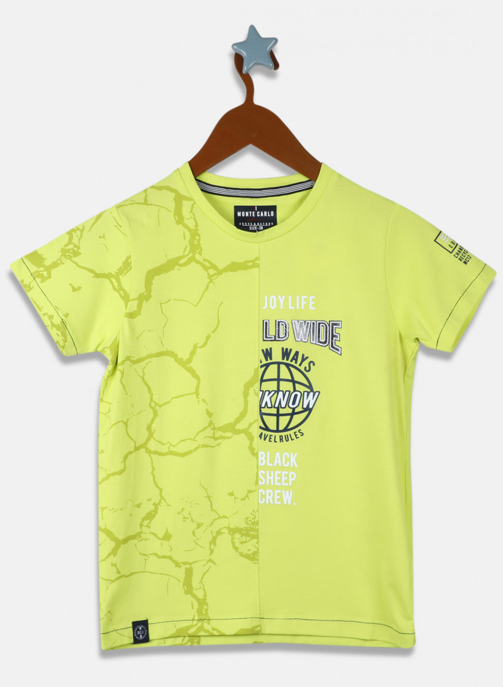 Boys Neon Green Printed T-Shirt
