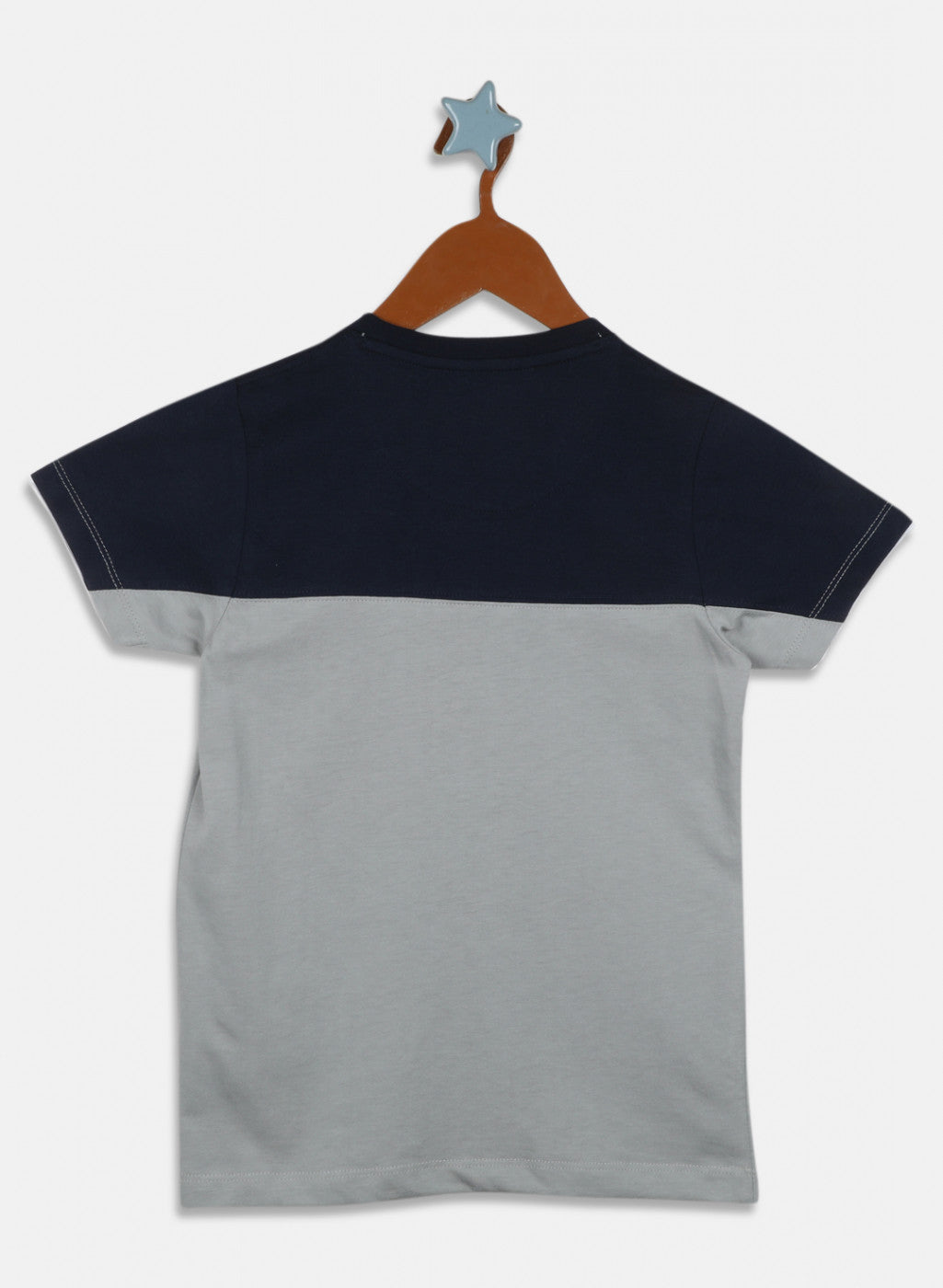 Boys Navy Blue & Grey Printed T-Shirt